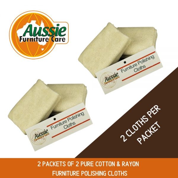 2 packets of 2 Pure Cotton & Rayon Furniture Polishing Cloths