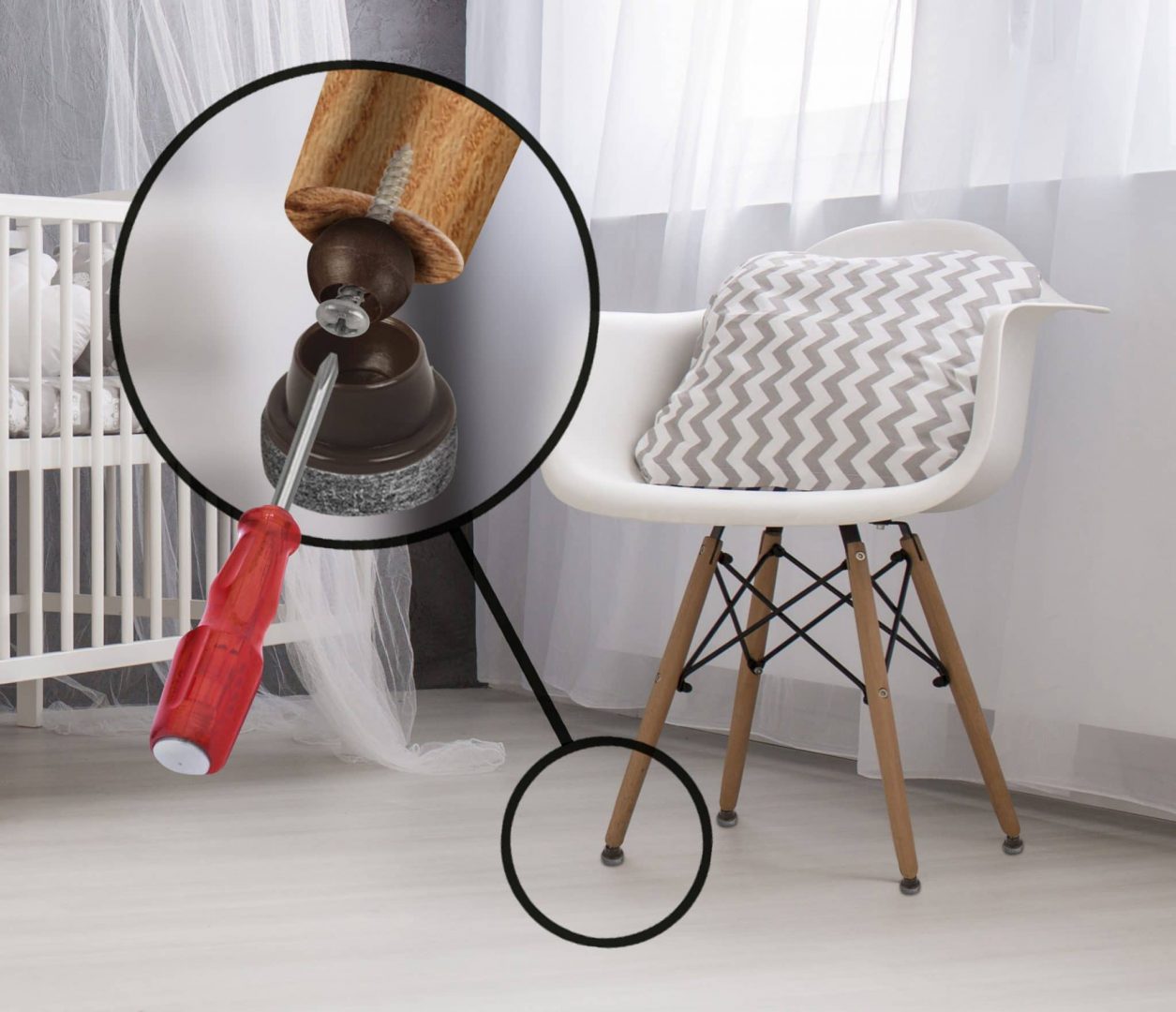 Felt Floor Protectors Swivel 25mm Diameter For Angled Chair Legs