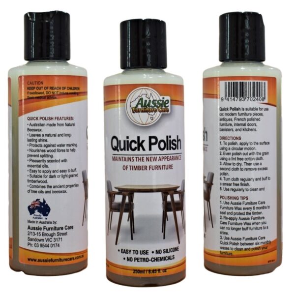 QP250 Aussie Furniture Care Quick Polish Best Beeswax Furniture Polish